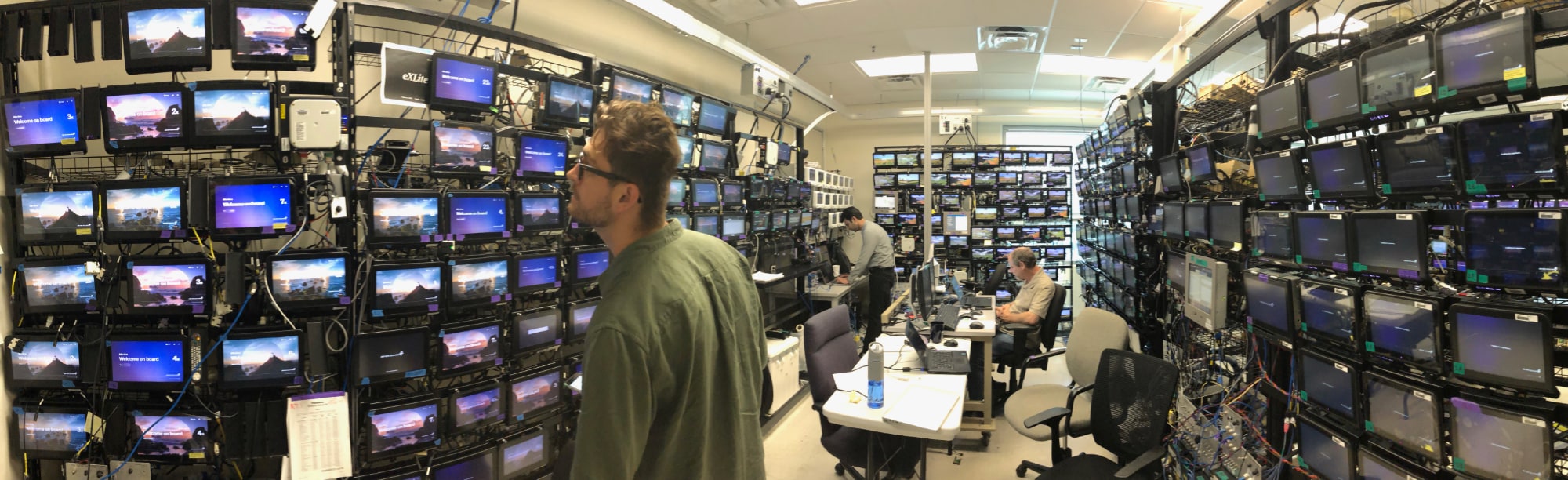 One half of the rack rooms test hardware and equipment in Lake Forest, California